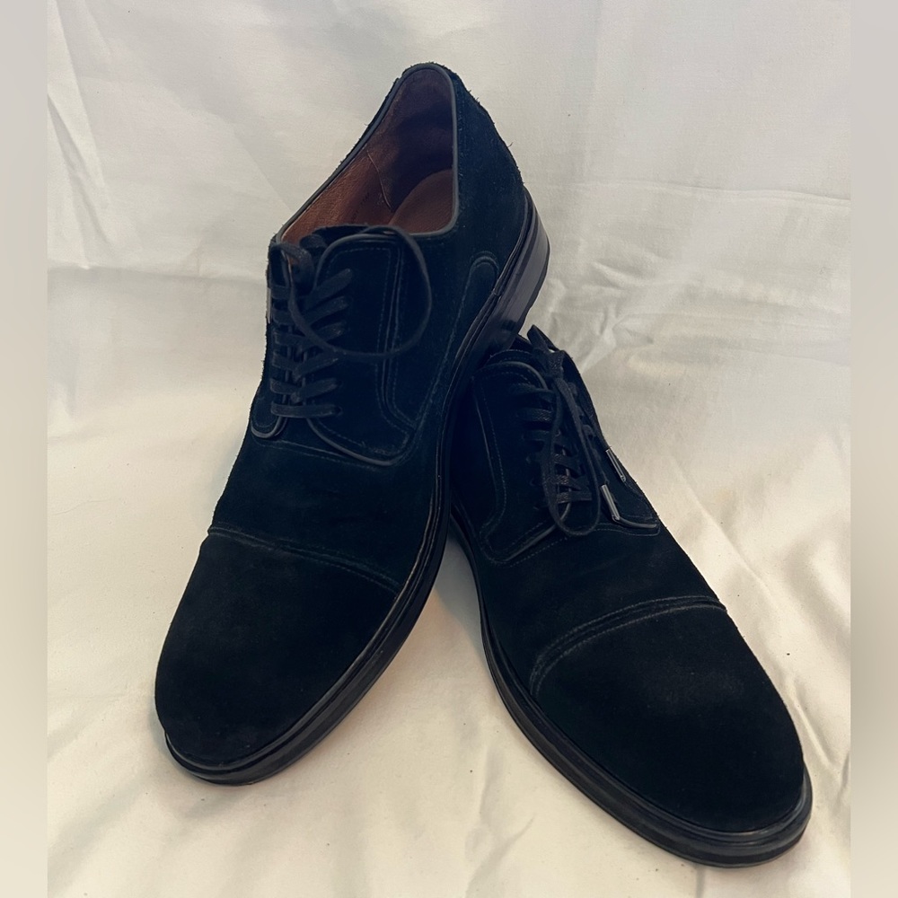 John Varvatos Star USA Black Suede Capped Toe Derby Size: 11